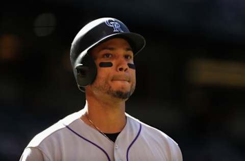 PHOENIX, AZ – APRIL 30: Carlos Gonzalez #5 of the Colorado Rockies during the MLB game against the Arizona Diamondbacks at Chase Field on April 30, 2017 in Phoenix, Arizona. (Photo by Christian Petersen/Getty Images)