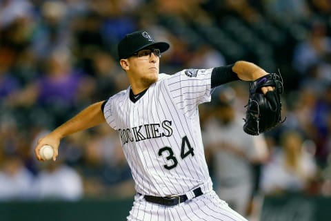 DENVER, CO – SEPTEMBER 6: Relief pitcher Jeff Hoffman #34 of the Colorado Rockies delivers to home plate during the sixth inning against the San Francisco Giants at Coors Field on September 6, 2017 in Denver, Colorado. (Photo by Justin Edmonds/Getty Images)