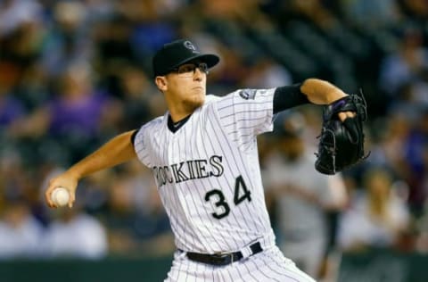 DENVER, CO – SEPTEMBER 6: Relief pitcher Jeff Hoffman #34 of the Colorado Rockies delivers to home plate during the sixth inning against the San Francisco Giants at Coors Field on September 6, 2017 in Denver, Colorado. (Photo by Justin Edmonds/Getty Images)