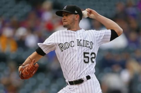 DENVER, CO – SEPTEMBER 17: Chris Rusin #52 of the Colorado Rockies pitches during a regular season MLB game between the Colorado Rockies and the visiting San Diego Padres at Coors Field on September 17, 2017 in Denver, Colorado. (Photo by Russell Lansford/Getty Images)