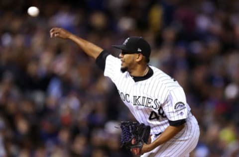 DENVER, CO – SEPTEMBER 30: German Marquez #48 of the Colorado Rockies throws in the sixth inning against the Los Angeles Dodgers at Coors Field on September 30, 2017 in Denver, Colorado. (Photo by Matthew Stockman/Getty Images)