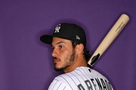 SCOTTSDALE, AZ – FEBRUARY 22: Nolan Arenado #28 of the Colorado Rockies poses on photo day during MLB Spring Training at Salt River Fields at Talking Stick on February 22, 2018 in Scottsdale, Arizona. (Photo by Patrick Smith/Getty Images)