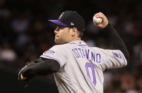 PHOENIX, AZ – MARCH 29: Relief pitcher Adam Ottavino #0 of the Colorado Rockies pitches against the Arizona Diamondbacks during the opening day MLB game at Chase Field on March 29, 2018 in Phoenix, Arizona. (Photo by Christian Petersen/Getty Images)