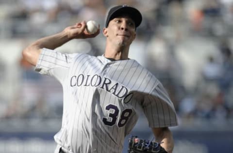 SAN DIEGO, CA – JULY 30: Ubaldo Jimenez #38 of the Colorado Rockies during a baseball game against the San Diego Padres at Petco Park on July 30, 2011, in San Diego, California. (Photo by Denis Poroy/Getty Images)