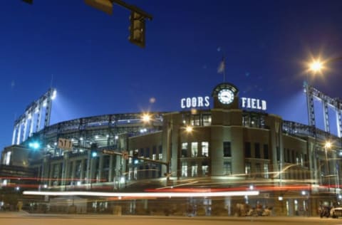 DENVER – JUNE 30: General view of Coors Field front entrance as the Arizona Diamondbacks play the Colorado Rockies in the National League game at Coors Field on June 30, 2003 in Denver, Colorado. The Diamondbacks defeated the Rockies 8-7 in 12 innings. (Photo by Brian Bahr/Getty Images)