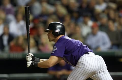 18 Sep 2001: Jeff Cirillo of the Colorado Rockies stands at bat against the Arizona Diamondbacks during the game at Coors Field in Denver, Colorado. The Rockies won 10-9 . DIGITAL IMAGE . Mandatory Credit: Brian Bahr/Allsport