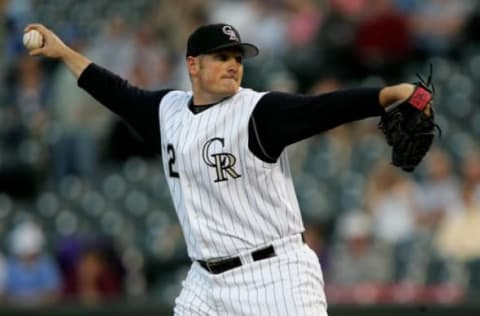 DENVER – SEPTEMBER 19: Starting pitcher Jason Jennings #32 of the Colorado Rockies delivers against the San Francisco Giants at Coors Field on September 19, 2006 in Denver, Colorado. (Photo by Doug Pensinger/Getty Images)