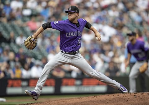 SEATTLE, WA – JULY 7: Starter Kyle Freeland #21 of the Colorado Rockies delivers a pitch during the first inning of a game against the Seattle Mariners at Safeco Field on July 7, 2018 in Seattle, Washington. (Photo by Stephen Brashear/Getty Images)