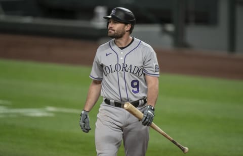 SEATTLE, WA – AUGUST 08: Daniel Murphy #9 of the Colorado Rockies walks off the field after an at-bat during a game at T-Mobile Park on August, 8, 2020 in Seattle, Washington. The Rockies won 5-0. (Photo by Stephen Brashear/Getty Images)