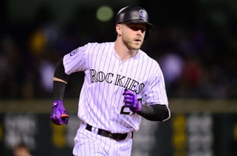 DENVER, CO – SEPTEMBER 5: Trevor Story #27 of the Colorado Rockies rounds third base after hitting a homer in the fourth inning in a baseball game against the San Francisco Giants on September 5, 2018 at Coors Field in Denver, Colorado. (Photo by Julio Aguilar/Getty Images)