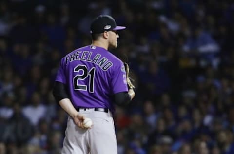 CHICAGO, IL – OCTOBER 02: Kyle Freeland #21 of the Colorado Rockies stands on the pitcher’s mound in the first inning against the Chicago Cubs during the National League Wild Card Game at Wrigley Field on October 2, 2018 in Chicago, Illinois. (Photo by Jonathan Daniel/Getty Images)