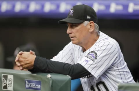 DENVER, CO – AUGUST 30: Manager Bud Black #10 of the Colorado Rockies watches his team against the Pittsburgh Pirates at Coors Field on August 30, 2019 in Denver, Colorado. (Photo by Joe Mahoney/Getty Images)