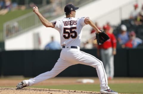 FORT MYERS, FLORIDA – FEBRUARY 26: Taylor Rogers #55 of the Minnesota Twins delivers a pitch against the Philadelphia Phillies during a Grapefruit League spring training game at Hammond Stadium on February 26, 2020 in Fort Myers, Florida. (Photo by Michael Reaves/Getty Images)