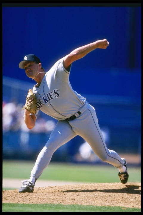 7 Jul 1996: Pitcher Bruce Ruffin of the Colorado Rockies against the Los Angeles Dodgers at Dodger Stadium in Los Angeles, California. (Mandatory Credit: Jed Jacobsohn /Allsport)