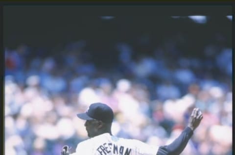 12 Jun 1996: Pitcher Marvin Freeman of the Colorado Rockies against the Houston Astros at Coors Field in Denver, Colorado. (Mandatory Credit: Jed Jacobsohn /Allsport)