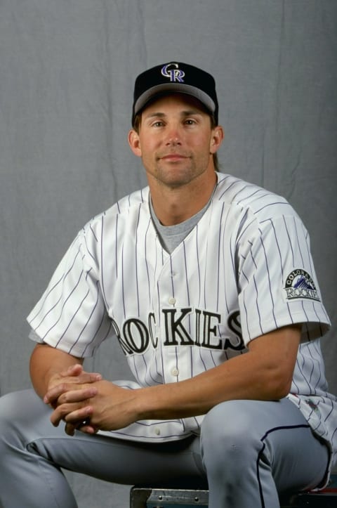 25 Feb 1999: Pitcher Curtis Leskanic #16 of the Colorado Rockies Spring Training at Hi Corbett Field in Tuscon, Arizona. (Mandatory Credit: Tom Hauck /Allsport)