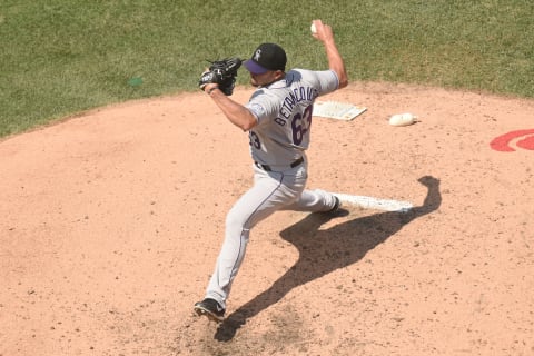 WASHINGTON, DC – AUGUST 09: Rafael Betancourt #63 of the Colorado Rockies against the Washington Nationals at Nationals Park at on August 9, 2015 in Washington, DC. (Photo by Mitchell Layton/Getty Images)