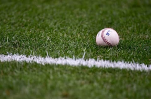 Oct 10, 2019; St. Louis, MO, USA; A ball lays in the outfield grass during practice day prior to game one of the 2019 NLCS playoff baseball series between the St. Louis Cardinals and the Washington Nationals at Busch Stadium. Mandatory Credit: Jeff Curry-USA TODAY Sports