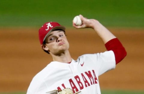 Alabama pitcher Connor Prielipp (4) delivers a pitch as the Crimson Tide opened a series with Lipscomb Friday, March 6, 2020. [Staff Photo/Gary Cosby Jr.]Alabama Vs Lipscomb Baseball