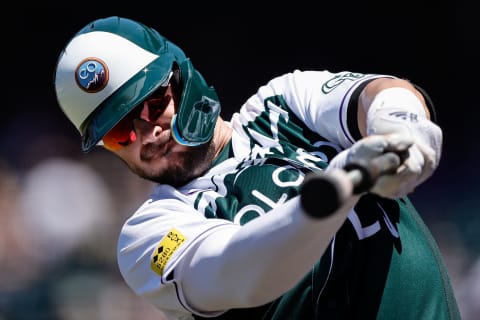 Jul 17, 2022; Denver, Colorado, USA; Colorado Rockies designated hitter Kris Bryant (23) on deck in the first inning against the Pittsburgh Pirates at Coors Field. Mandatory Credit: Isaiah J. Downing-USA TODAY Sports