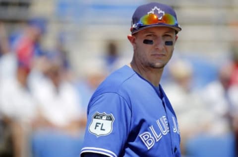 Mar 11, 2017; Dunedin, FL, USA; Toronto Blue Jays shortstop Troy Tulowitzki (2) looks on against the Philadelphia Phillies at Florida Auto Exchange Stadium. Mandatory Credit: Kim Klement-USA TODAY Sports