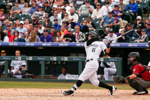 Colorado Rockies left fielder Ryan Raburn. Mandatory Credit: Isaiah J. Downing-USA TODAY Sports.