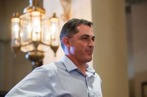 Nov 8, 2016; Scottsdale, AZ, USA; Colorado Rockies general manager Jeff Bridich during the MLB general managers meeting at the Omni Scottsdale Resort. Mandatory Credit: Mark J. Rebilas-USA TODAY Sports