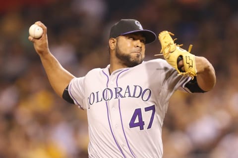 Colorado Rockies relief pitcher Jairo Diaz. Mandatory Credit: Charles LeClaire-USA TODAY Sports