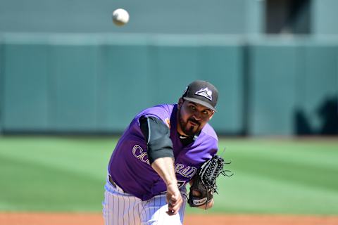 Colorado Rockies starting pitcher Antonio Senzatela (71). Mandatory Credit: Matt Kartozian-USA TODAY Sports.