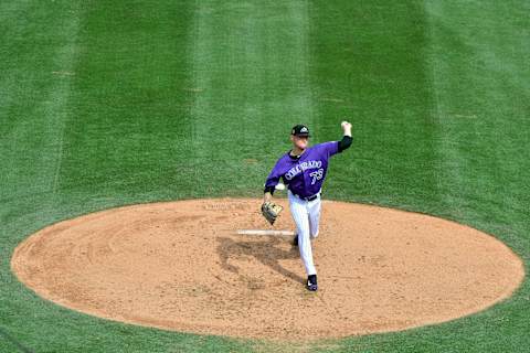 Colorado Rockies starting pitcher Kyle Freeland (73) Mandatory Credit: Matt Kartozian-USA TODAY Sports