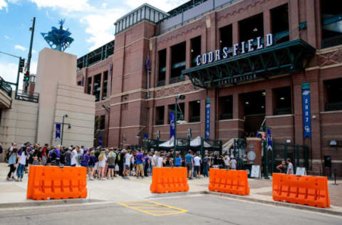 May 29, 2017; Denver, CO, USA; Temporary barricades are setup near the entrance at Coors Field before the game between the Colorado Rockies and the Seattle Mariners. Mandatory Credit: Isaiah J. Downing-USA TODAY Sports