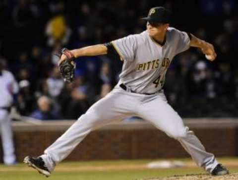 Apr 29, 2015; Chicago, IL, USA; Pittsburgh Pirates relief pitcher Tony Watson (44) delivers against the Chicago Cubs at Wrigley Field. Mandatory Credit: Matt Marton-USA TODAY Sports