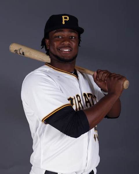 Feb 25, 2016; Bradenton, FL, USA; Pittsburgh Pirates first baseman Josh Bell (55) poses for a photo at Pirate City. Mandatory Credit: Butch Dill-USA TODAY Sports