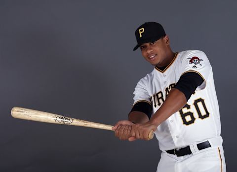 Feb 25, 2016; Bradenton, FL, USA; Pittsburgh Pirates center fielder Willy Garcia (60) poses for a photo at Pirate City. Mandatory Credit: Butch Dill-USA TODAY Sports