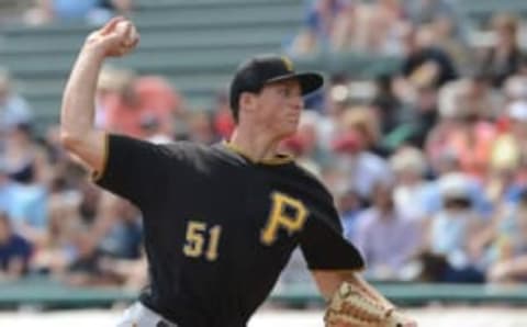 Mar 5, 2016; Lake Buena Vista, FL, USA; Pittsburgh Pirates starting pitcher Tyler Glasnow (51) throws a pitch in the second inning of the spring training game against the Atlanta Braves at Champion Stadium. Mandatory Credit: Jonathan Dyer-USA TODAY Sports