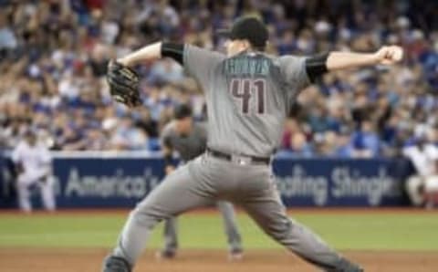 Jun 21, 2016; Toronto, Ontario, CAN; Arizona Diamondbacks relief pitcher Daniel Hudson (41) throws a pitch during the ninth inning in a game against the Toronto Blue Jays at Rogers Centre. The Arizona Diamondbacks won 4-2. Mandatory Credit: Nick Turchiaro-USA TODAY Sports