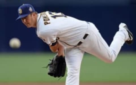 Jul 2, 2016; San Diego, CA, USA; San Diego Padres starting pitcher Drew Pomeranz (13) pitches against the New York Yankees during the first inning at Petco Park. Mandatory Credit: Jake Roth-USA TODAY Sports