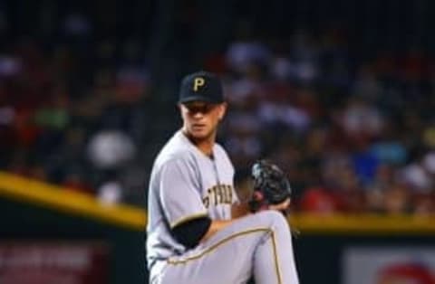 Apr 24, 2016; Phoenix, AZ, USA; Pittsburgh Pirates pitcher Tony Watson against the Arizona Diamondbacks at Chase Field. Mandatory Credit: Mark J. Rebilas-USA TODAY Sports