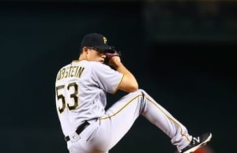 Apr 24, 2016; Phoenix, AZ, USA; Pittsburgh Pirates pitcher Kyle Lobstein against the Arizona Diamondbacks at Chase Field. Mandatory Credit: Mark J. Rebilas-USA TODAY Sports