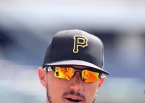 Aug 7, 2016; Pittsburgh, PA, USA; Pittsburgh Pirates relief pitcher A.J. Schugel (31) on the field before playing the Cincinnati Reds at PNC Park. Mandatory Credit: Charles LeClaire-USA TODAY Sports