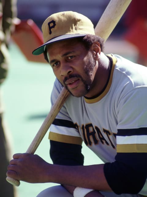 CIRCA 1972: Willie Stargell #8, of the Pittsburgh Pirates pregame portrait from his 1972 season with the Pittsburgh Pirates. Willie Stargell played for 21 years, all with the Pirates, was a 7-time All-Star, National League MVP in 1979 and was inducted to the Baseball Hall of Fame in 1988. (Photo by: 1972 SPX/Diamond Images via Getty Images)