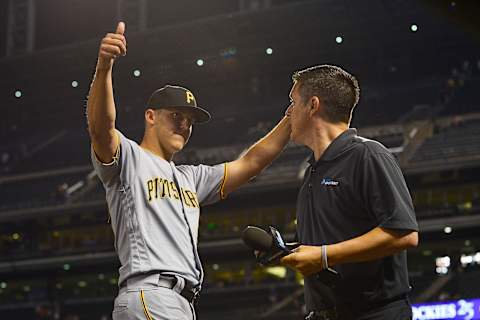 DENVER, CO – AUGUST 7: Jameson Taillon #50 gives thumbs up to the crowd after Tallion finished a complete game against the Colorado Rockies at Coors Field on August 7, 2018 in Denver, Colorado. (Photo by Dustin Bradford/Getty Images)