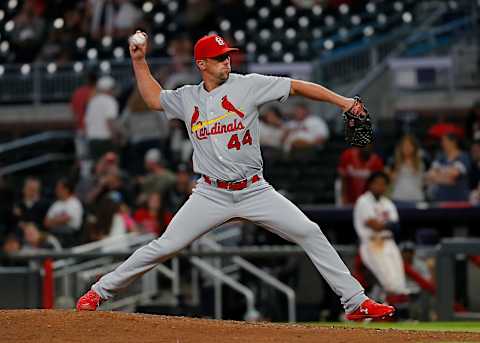 ATLANTA, GEORGIA – MAY 14: Luke Gregerson #44 of the St. Louis Cardinals pitches in the ninth inning against the Atlanta Braves on May 14, 2019 in Atlanta, Georgia. (Photo by Kevin C. Cox/Getty Images)