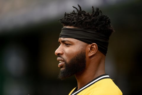 PITTSBURGH, PA – JUNE 02: Gregory Polanco #25 of the Pittsburgh Pirates watches the game against the Milwaukee Brewers at PNC Park on June 2, 2019 in Pittsburgh, Pennsylvania. (Photo by G Fiume/Getty Images)