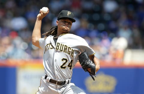 NEW YORK, NEW YORK – JULY 28: Chris Archer #24 of the Pittsburgh Pirates in action against the New York Mets at Citi Field on July 28, 2019 in New York City. The Mets defeated the Pirates 8-7. (Photo by Jim McIsaac/Getty Images)