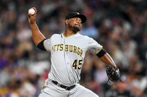 DENVER, CO – AUGUST 31: Michael Feliz #45 of the Pittsburgh Pirates pitches against the Colorado Rockies at Coors Field on August 31, 2019 in Denver, Colorado. (Photo by Dustin Bradford/Getty Images)