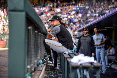 DENVER, CO – SEPTEMBER 1: Chris Archer #24 of the Pittsburgh Pirates watches the game from the bench during a game against the Colorado Rockies at Coors Field on September 1, 2019 in Denver, Colorado. (Photo by Dustin Bradford/Getty Images)