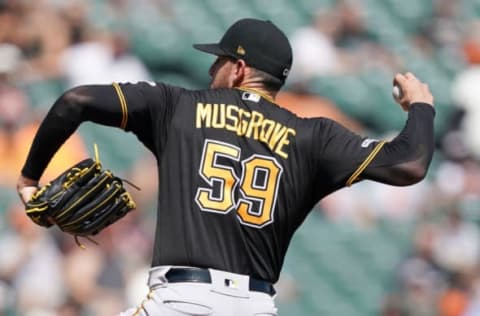 SAN FRANCISCO, CALIFORNIA – SEPTEMBER 12: Joe Musgrove #59 of the Pittsburgh Pirates pitches against the San Francisco Giants in the bottom of the first inning at Oracle Park on September 12, 2019 in San Francisco, California. (Photo by Thearon W. Henderson/Getty Images)