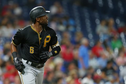 PHILADELPHIA, PA – AUGUST 28: Starling Marte #6 of the Pittsburgh Pirates hits a home run against the Philadelphia Phillies during the sixth inning of a game at Citizens Bank Park on August 28, 2019 in Philadelphia, Pennsylvania. (Photo by Rich Schultz/Getty Images)