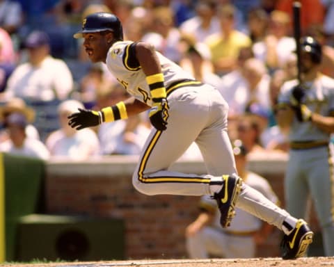 CHICAGO – 1990: Barry Bonds of the San Pittsburgh Pirates bats during an MLB game versus the Chicago Cubs at Wrigley Field in Chicago, Illinois during the 1990 season. (Photo by Ron Vesely/MLB Photos via Getty Images)